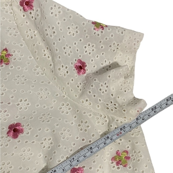 Tahari White Embroidered Floral Button Front Eyelet Pocket Short Sleeve dress - Picture 7 of 11